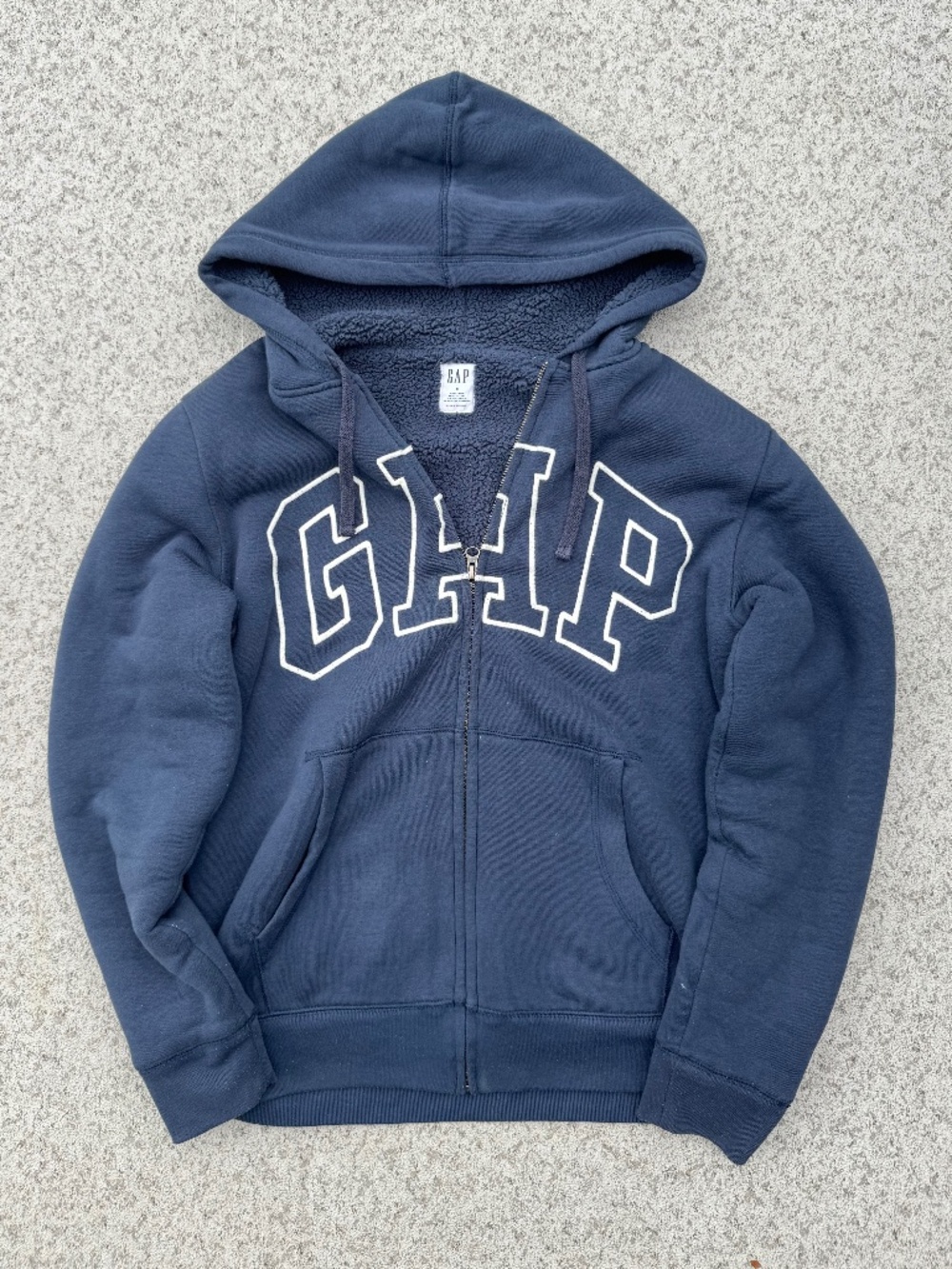 Navy Blue GAP Sherpa-Lined Zip-Up Hoodie - S